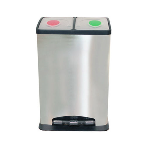 Stainless Steel Recycling Trash Bin 2 Compartment