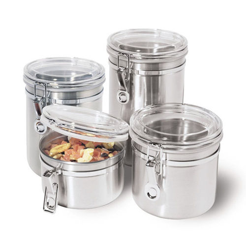 Airtight Stainless Steel Storage Canisters With Airtight Acrylic 