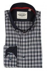 Small Button Down Contrast Collar Check Shirt