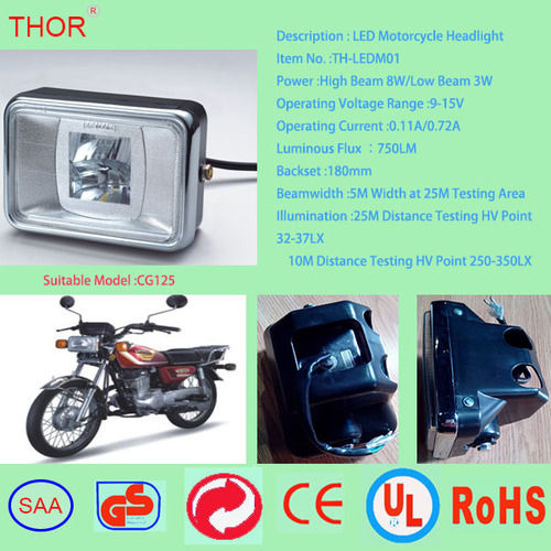 Bike Head Light - 8W High Beam, 3W Low Beam | 750 Lumen Output, 25M Illumination Distance, 5M Beam Width