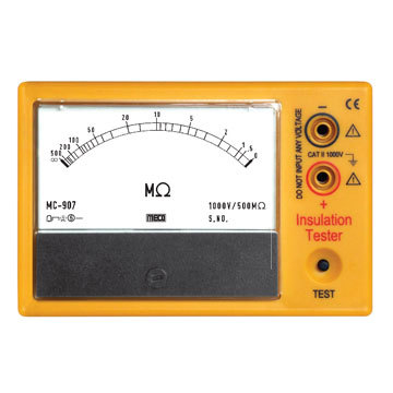 Analog Insulation Tester - Plastic & Glass, Customized Size, Yellow | Heat-Resistant, Shock Proof, Lightweight, Easy to Operate, 100% Accurate