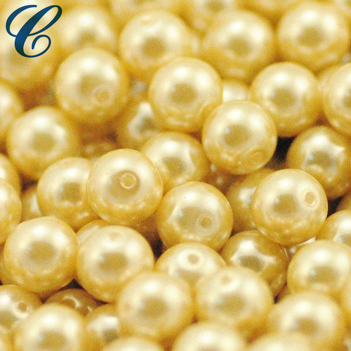 Golden Plastic Imitation Pearl Beads