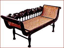 Carved Back Cane Bench