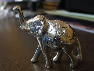 4 " Silver Polish White Metal Elephant