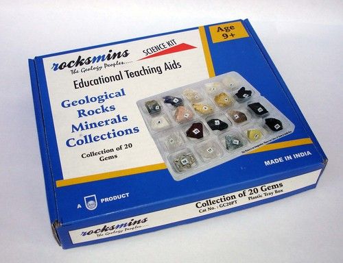 Collection Of 20 Gems Minerals Multicolour Partition Tray Box