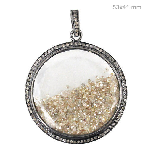 Fashionable Crystal Quartz Diamond Silver Pendant