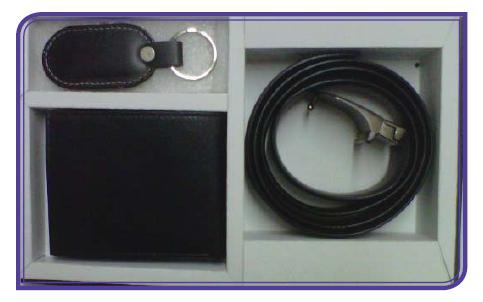 Gents Wallet with Key Chain and Belt Gift Set