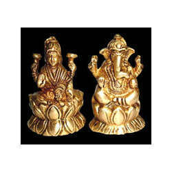 Laxmi And Ganesh Sitting On Lotus