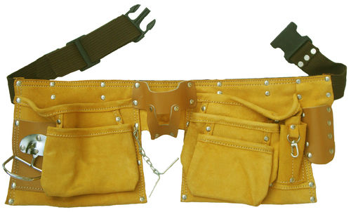 Suede Leather Tool Pouch - Reinforced with Rivets | Large Pockets for Enhanced Storage Capacity