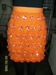 Designer Skirt With 3-Flower Embellishment