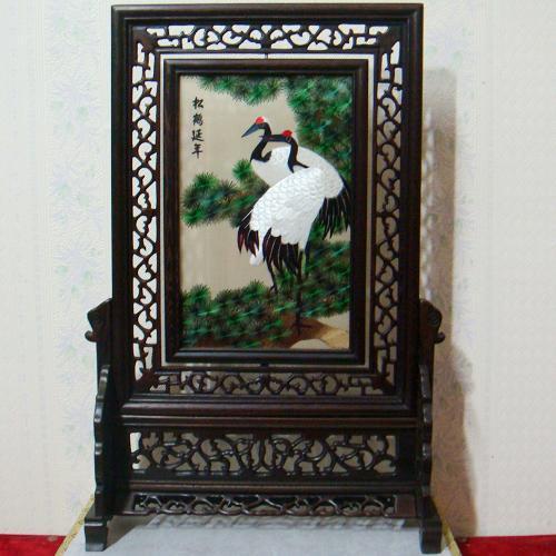 Handmade Double-Sided Silk Embroidery Table Screen Home Decor