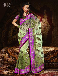 Light Mehandi Green Shaded Net Saree