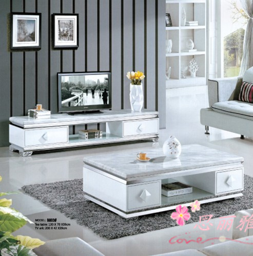 ग्लास टीवी टेबल और कॉफ़ी टेबल सेट