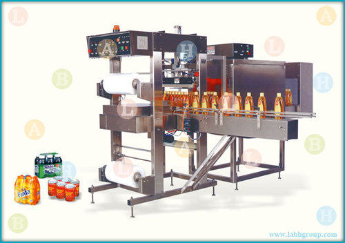 Shrink Tunnel with Collator and Web Sealer for Group Packing of Bottles