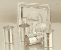 Silver Plated Pearl Glass And Tray Set