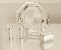 Silver Plated Star Pearl Glass And Tray Set