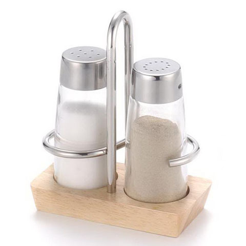 2 पीस लकड़ी का नमक और काली मिर्च सेट