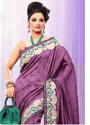 Dusty Purple Art Bhagalpuri Jacquard Saree