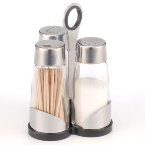 Salt And Pepper Set W/Toothpick Holder