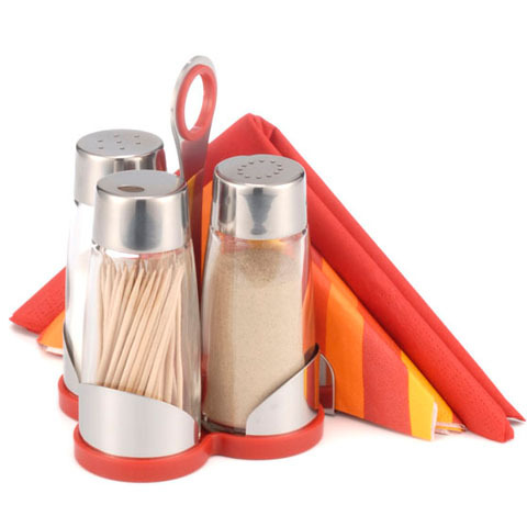 नमक और काली मिर्च सेट डब्ल्यू/नैपकिन होल्डर