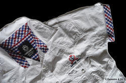 Half Sleeve White Twill Shirts With Embroidery