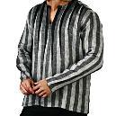 Black And White Striped Linen Kurta