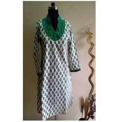 Green Block Print Summer Kurti