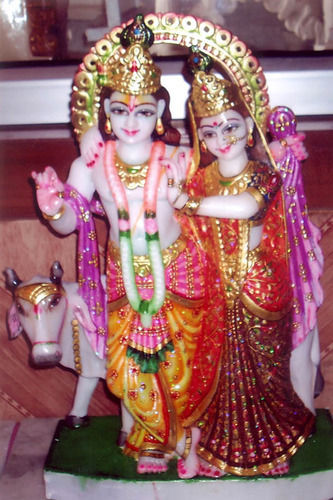 Radha Krishna With Cow