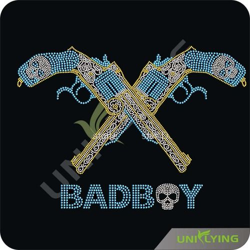 Badboy Cross Guns Rhinestone Transfer Heat Transfer