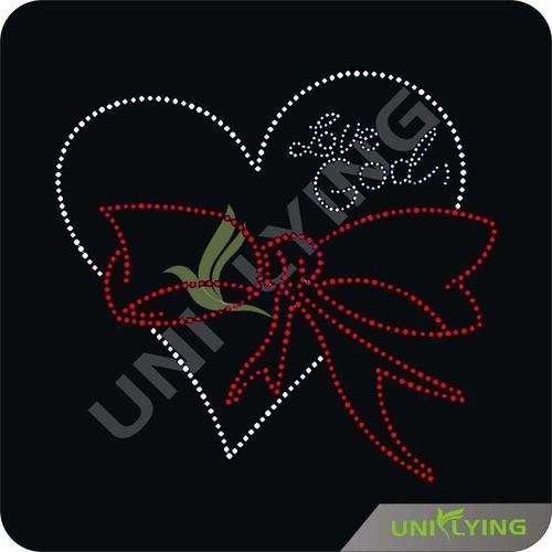 Love Heart And Butterfly Crossknot Fashion Rhinestone Transfer