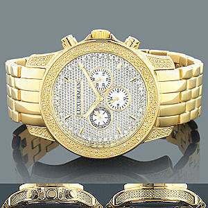 Mens Gold Plated .50Ct Diamond Watch