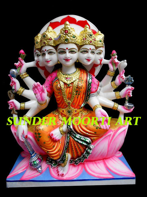 Painting Marble Gayatri Statue