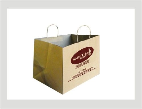 Sweet Carry Bag - 140 GSM Kraft Paper, Twisted Paper Rope Handles, Block Printed Design