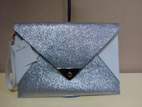 Glittering Leather Envelope Style Bag