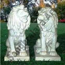 Silver Lion Pair Statue