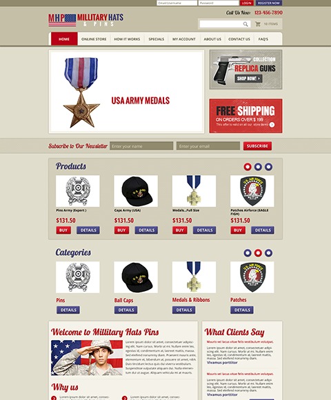 Online Military Products Shopping Designing Service