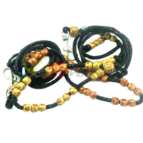 G1008 Vintage Beaded Black Economy PU Pet Leashes