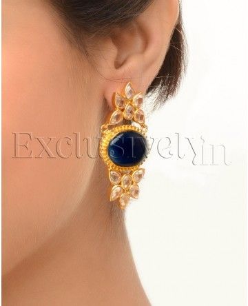 Gold And Black Stone Earring