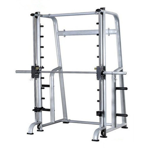 Optima Series Smith/Rack - 7º Angled Smith Bar with 45 lb Starting Resistance | Olympic Plate Storage with 8 Weight Horns, Integrated Bar Stops, ASTM/EN Certified Safety Standards