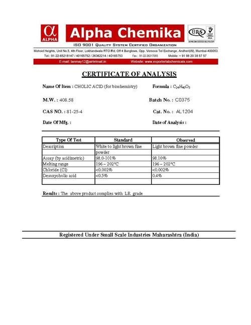 Cholic Acid For Biochemistry