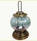 Circular Glass Lantern With Antique Brass Finish