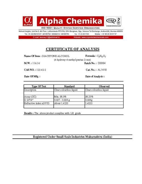Diacetone Alcohol