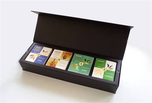 4 Loose Tea Carton Carved Black Box