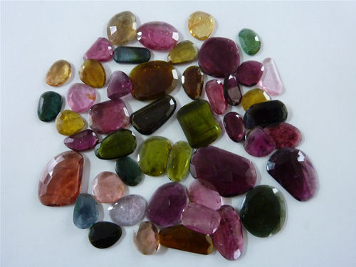 Multi Tourmaline Flat Rose Cut Gemstones