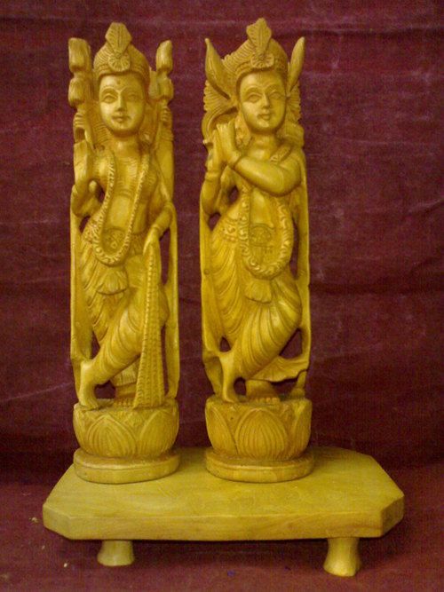 Wooden Radha Krishna Statue