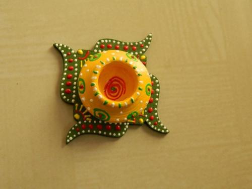 Green and Yellow Diwali Diya