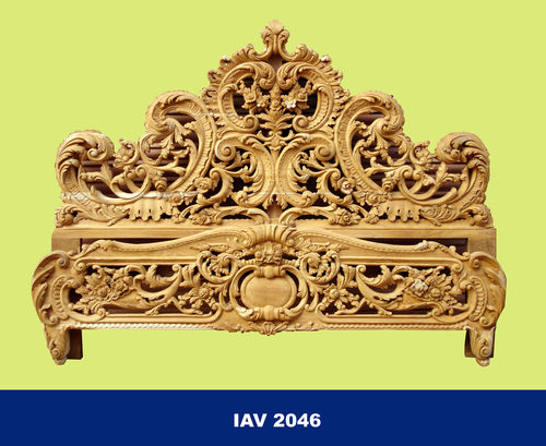 Hand Carved Panel Storage Teak Wood Wooden Traditional Bed