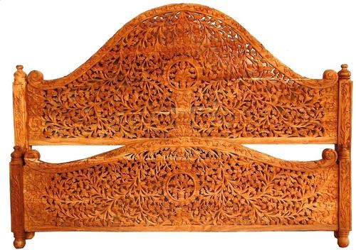 Intricately Hand Carved Luxury Panel Storage Teak Wood Bed