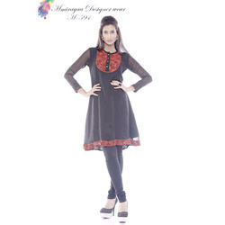 Embroidered Black Georgette Kurti