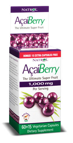 NATROL AcaiBerry Dietary Supplement - 60 + 15 Vegetarian Capsules